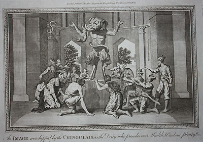 Original Druck aus dem 18. Jahrhundert - Chingulais, Gottheit, Ganesha, Elefantengott, um 1778