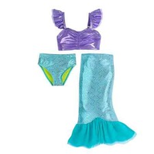 Disney Store Princess Little Mermaid Ariel 3PC Deluxe Swimsuit Girl 4 5/6 7/8