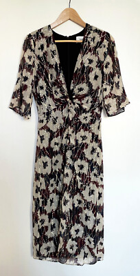 Kleid, ba&sh, bash, Gold, Glitzer, Größe S, Size 1, Midi-Kleid, Viskose, Party