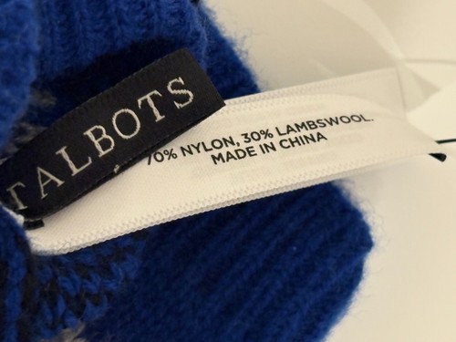 NEW Talbots - Blue Multicolor Nylon/Lambswool Mittens w/Tags (Retail $29.50) - Picture 4 of 6