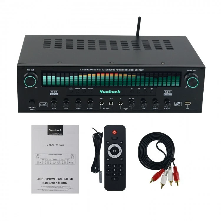 SR-3800 1000W 220V amplificador Bluetooth karaokê amplificador de potência surround digital - Imagem 2 de 4