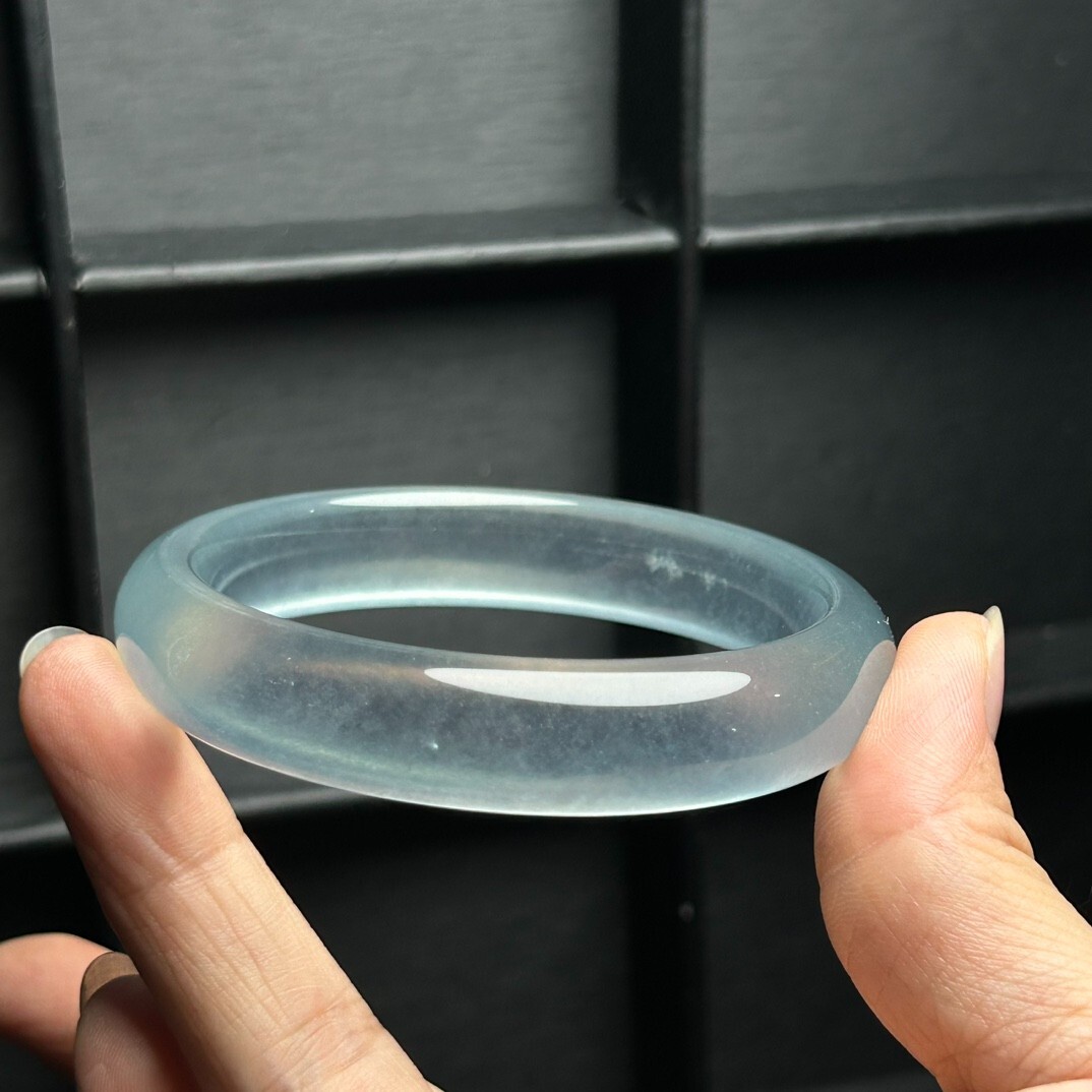 Real Natural AAA high Ice Blue Burmese Jade jadeite bracelet