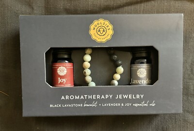 Woolzies Aromatherapy Jewelry Black Lava stone Essential Oil Set Joy/Lavender