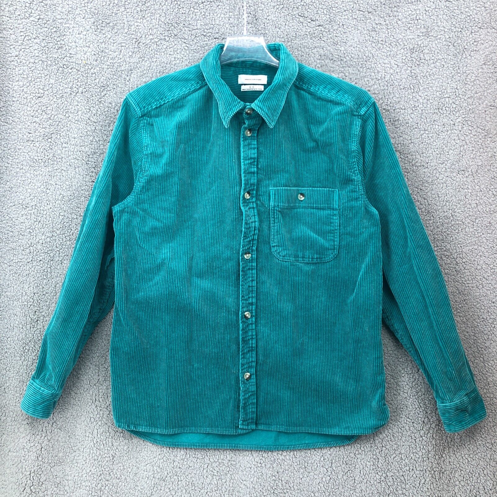 Urban Outfitters Jacket Mens Medium Teal Corduroy Button Up Long Sleeve  Shacket