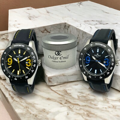 Oskar Emil SAPPORO hochwertige stabile Herrenuhr Datum/Tachymeter mit Kautschukband
