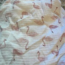 White Pink Flamingo Pattern Muslin Cotton Fitted Crib Sheet Aden