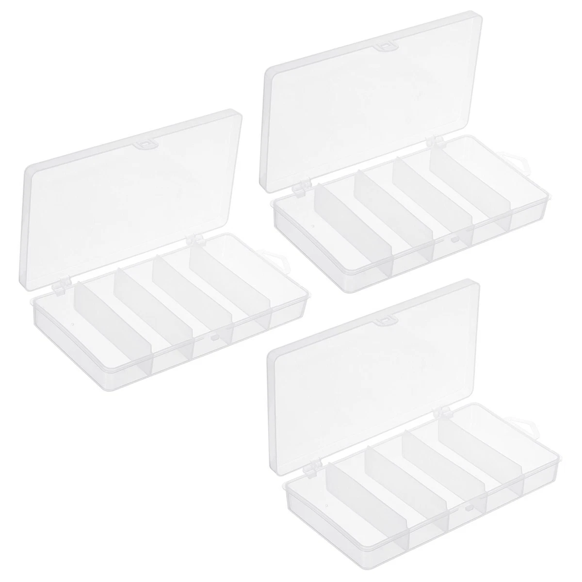 3pcs Fishing Tackle Box, 5 Grids Bait Hooks Accessory Storage