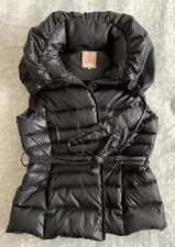 Women’s Ya Ya Black Belted Down Gilet With Oversized Collar, Size 10 Uk