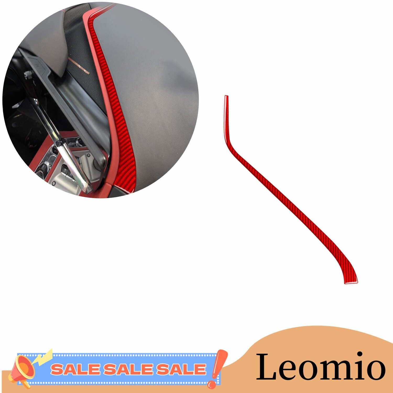 Red For Corvette C8 20-24 Vinyl Carbon Fiber Middle Console Dashboard Trim Strip