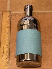 Pier 1 Imports Stainless Steel Cocktail Shaker with Faux Leather Blue Band