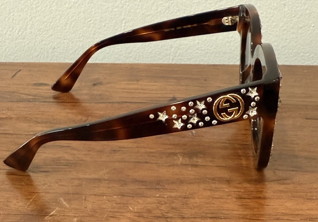 Authentic GUCCI GG0116s Crystal Star Studded Ltd Edition Havana