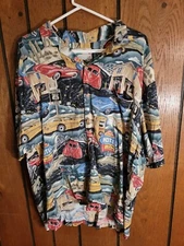 VTG Paradise Found Hawaiian Button Shirt Mens 2XL GM Classic Cars Route 66