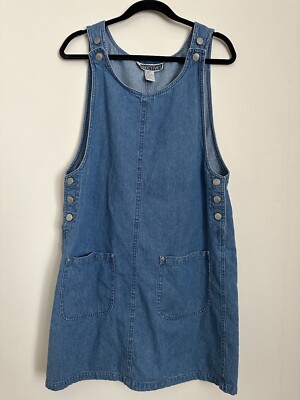 Vintage Directives Blue Denim Knee Length Front Pockets Overall