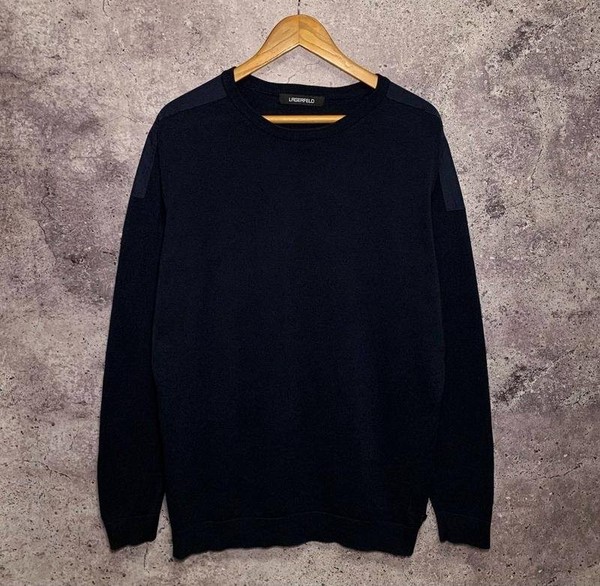Men Karl Lagerfeld Sweater Navy Cotton XL