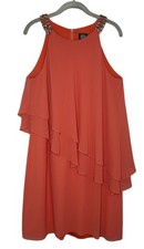 Vince Camuto Peach Orange Sleeveless Rhinestone Layered Women’s Dress Size 12