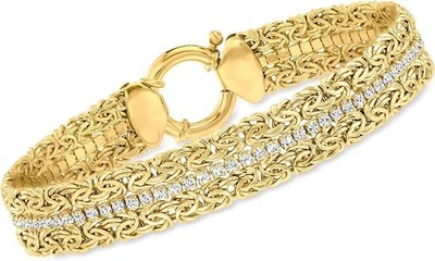 Ross-Simons 3,00 ct. t.w. CZ Byzantinisches Armband in 18kt Gold über 925 Sterling