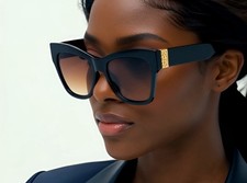 Women Fashion Sunglasses Tortoise Frame Brown Lens Square Cat Eye Style Retro