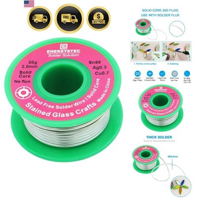 Solder Wire for Stained Glass Craft No Flux Lead Free 2mm Solid Core 50g