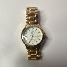 Orologio Tommy Hilfiger Donna Abito Tono Oro Rotondo Analogico Quarzo Quadrante Bianco