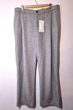 MILES LEON Trousers Waist 40 Grey Wool Cashmere Flannel Pleated Mr Porter NWT