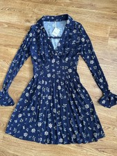 NWT Free People Dark Blue Floral Dress XS
