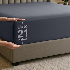Extra Deep Pocket Queen Fitted Sheet Fits up to 21 Inch Mattress Hotel Luxury