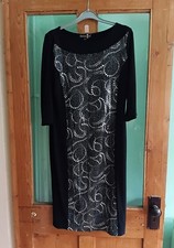 Charlotte Gold black & white evening party dress 14 knee length