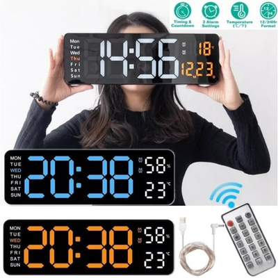 #ad #ad Large Digital LED Clock Wall Desk Mount Numbers Timer Date Temperature Hot Sale $24.51
