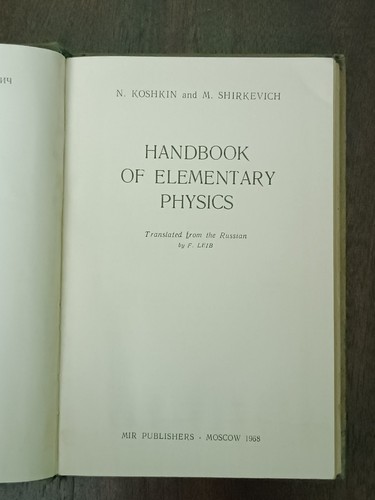 MIR PUBLISHER: HANDBOOK OF ELEMENTARY PHYSICS BY N. KOSHKIN & SHIRKEVICH 1968 - Picture 2 of 14