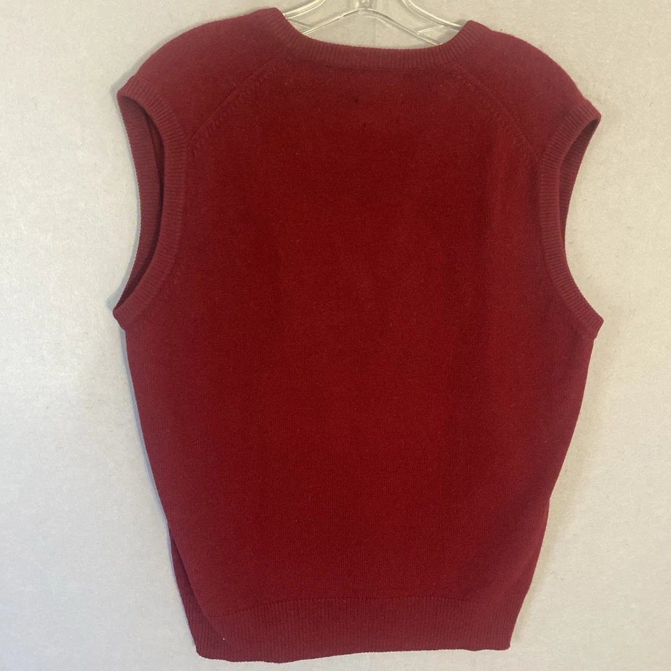 Allen Solly Men’s L Burgundy 100% Cashmere Sleeveless V Neck Sweater Vest Knit - Image 3 of 4