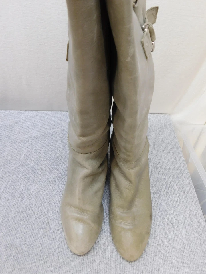Botas Seychelles Mujer Talla 6 Gris Taupe Hasta la Rodilla Cuña Doble Hebilla Cuero Foto 2 de 4