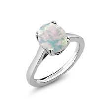 925 Sterling Silver Gemstone Birthstone and White Diamond Solitaire Ring for ...
