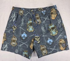 PSYCHO TUNA 6" SWIM TRUNKS Mens Sz Large Unlined Shorts POCKETS Scuba Divers