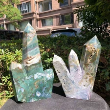 7.32LB Natural Ocean Jasper Crystal Obelisk Quartz Tower Double Point Healing