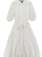Karen Millen Hemd Midikleid UK14 in Weiß UVP...