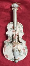 Decorative Violin Christmas Ornament With Floral Pattern