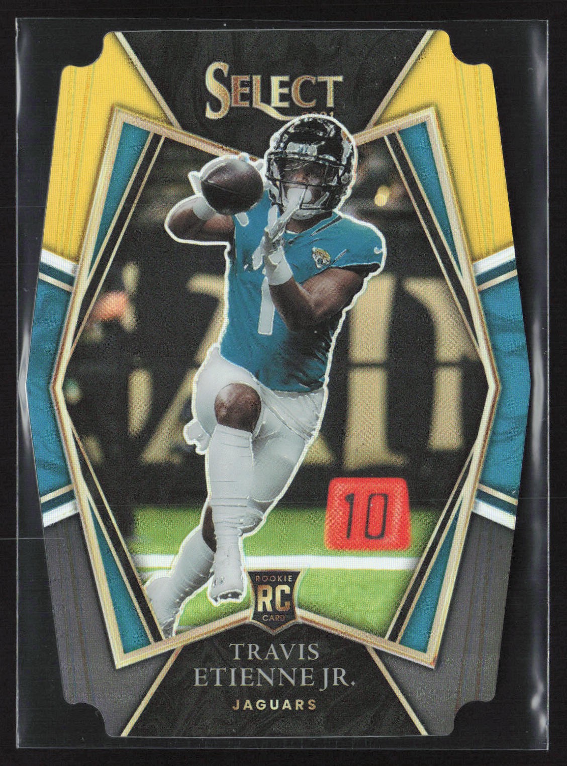 2021 Panini Select #154 Travis Etienne Jr. Black and Gold Prizm Die Cut