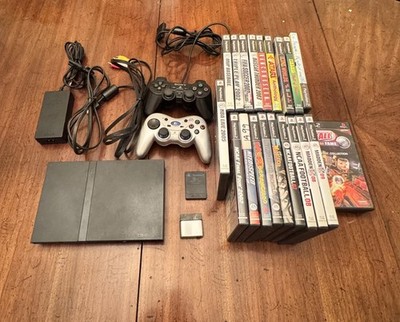 Sony PlayStation 2 PS2 Slim W/ 2 Controllers & 21 Games Final Fantasy x Ratchet