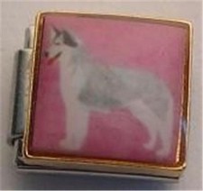 HUSKY PAINTED PORTRAIT DOG ENAMEL ITALIAN CHARM 9MM CLASSIC DIY BRACELET NEW