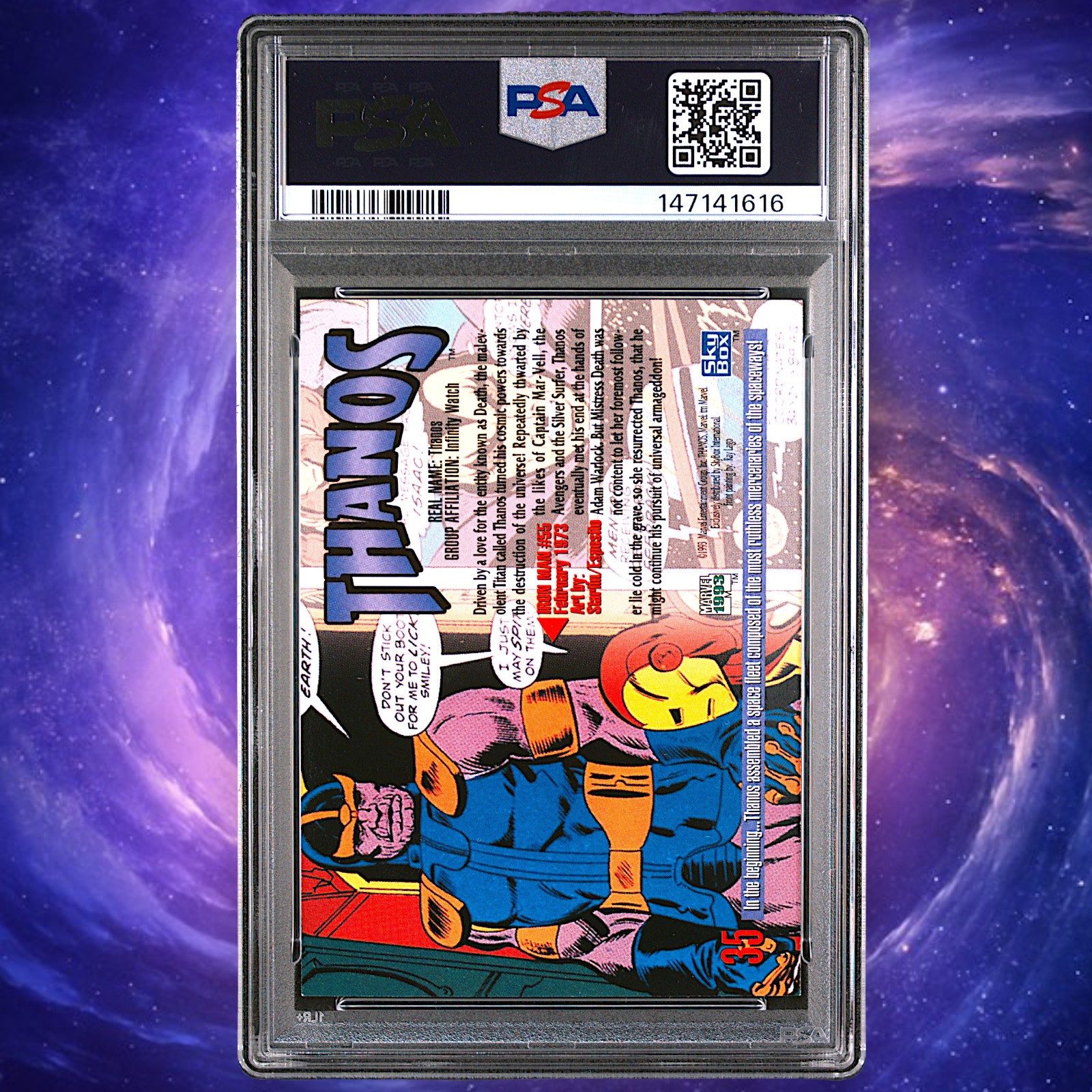 1993 Marvel Masterpieces #35 Thanos PSA 10 Gem Mnt view 2