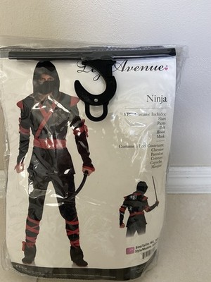 Leg Avenue Ninja Costume 5-Piece Hooded Bodysuit Set Black/Red M/L