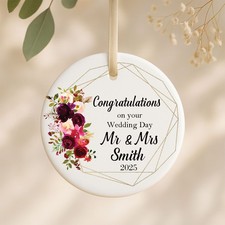 Floral Wedding Day Keepsake Personalised Congratulations Mr & Mrs Bouquet Decor