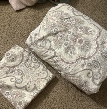 Poterie Grange Jordana Paisley Euro 100% Coton Percale Rose/Beige Duo & Façon