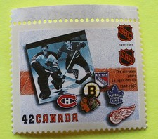 Canada 42 cent stamp 1992  # 1444 MNH National Hockey League Six Team Years