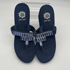 Yellow Box Womens Megawatt Sequin Thong Flip Flops Wedge Sandals Camo Sz 9