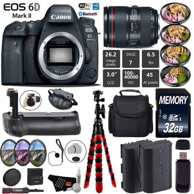 Canon EOS 6D Mark II DSLR Camera with 24-105mm f/4L II Lens + Professional