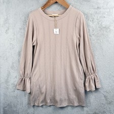 New In Sweater Dress Womens M Beige Knit L/S Poet Sleeves Lined Romantic NWT