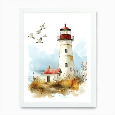 Leuchtturm Kunstdruck gerahmt Wandbild Poster Leinwanddruck Bild