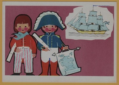 1971 Russian Navy Sloop Antarctic Expedition Children Map Fleet Soviet Postcard
