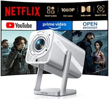 [Netflix-Licensed/Dolby Audio/360° Adjustable Stand]Smart Projector-4K with W...
